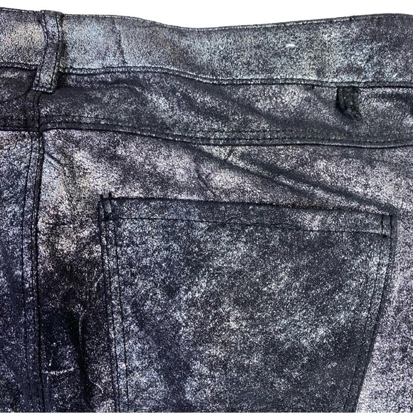 ⭐️ZARA Woman Premium Denim Collection Metallic Stretch Moto Leggings Pants - Picture 7 of 7